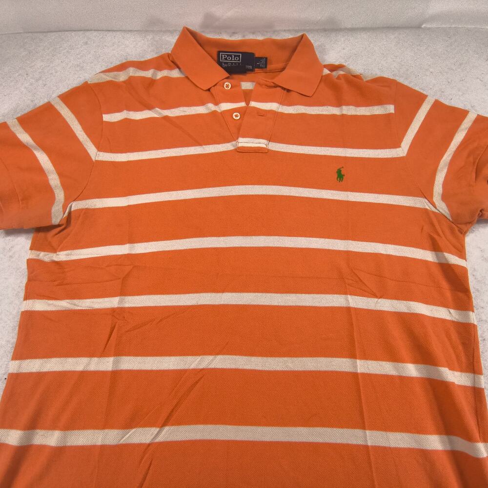 Polo by Ralph Lauren Short Sleeve Collared Polo Shirt Mens Size L Orange Green